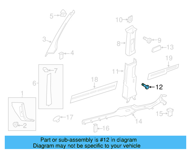 Lower Center Pillar Trim Clip 4A0-867-276-B - View 209