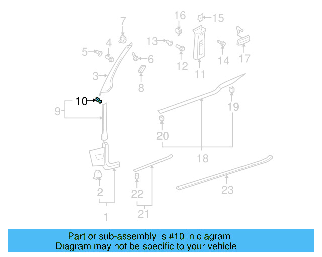 Lower Center Pillar Trim Clip 4A0-867-276-B - View 272