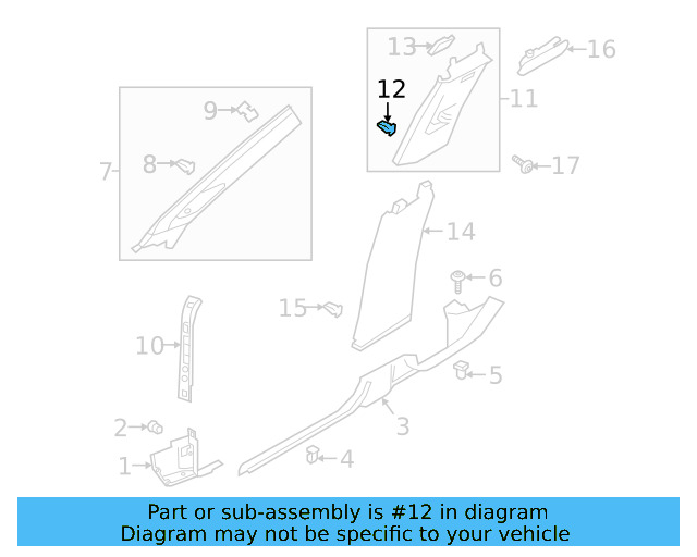 Upper Center Pillar Trim Clamp 4A0-867-276-C