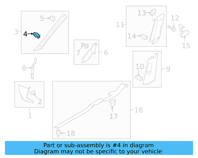 Windshield Pillar Trim Clip 4A0-867-276 - View 21