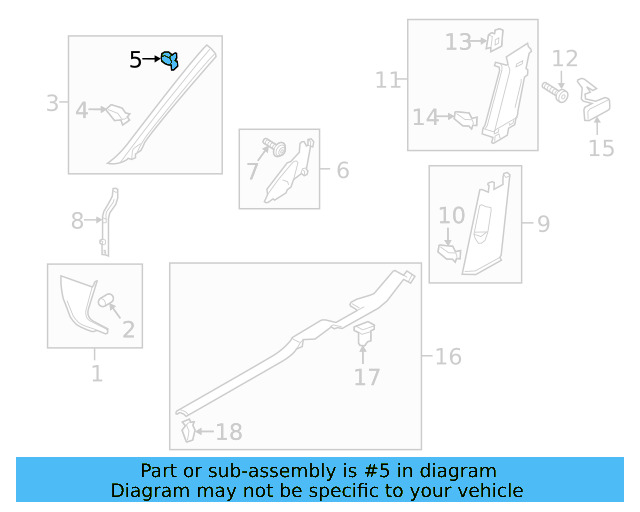 Windshield Pillar Trim Clip 4A0-867-276 - View 22