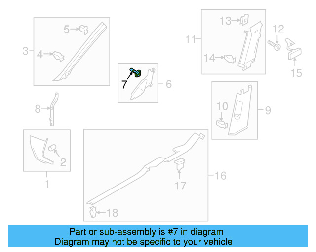 Windshield Pillar Trim Clip 4A0-867-276 - View 25