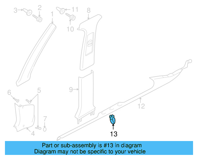 Upper Center Pillar Trim Clip 4B0-867-276-A - View 6