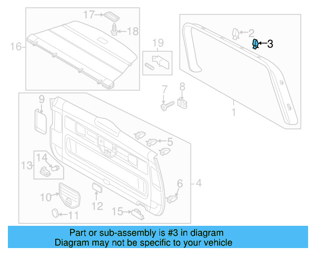 Lower Center Pillar Trim Clip 4A0-867-276-B - View 180