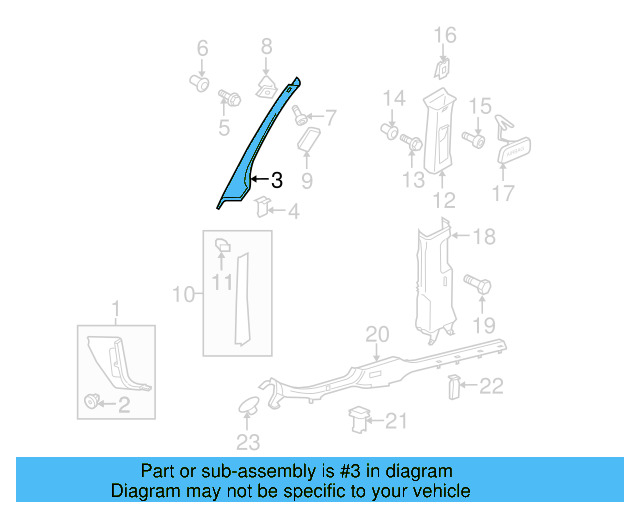 Windshield Pillar Trim 1K5-867-233-F-3U5 - View 9