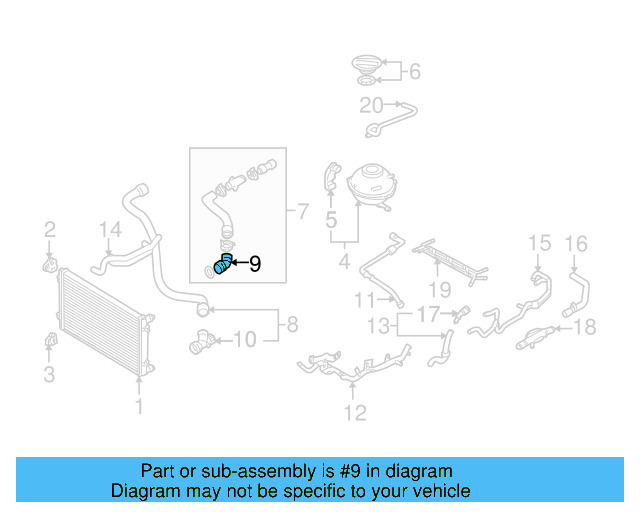 Cooling System Bypass Line Adapter 1J0-122-291 - View 31