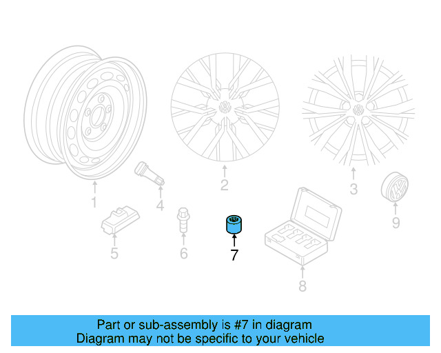 Wheel Bolt Cover 3C0-601-173-9B9 - View 36