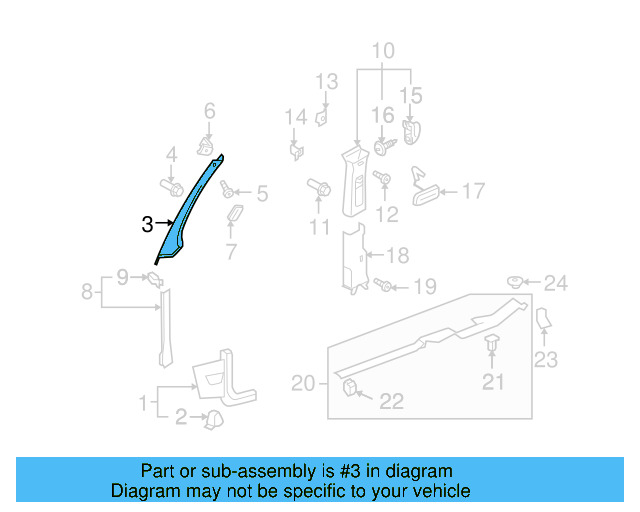 Windshield Pillar Trim 5K0-867-234-C-BR2 - View 10