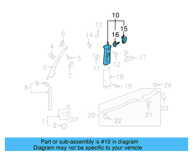 Upper Pillar Trim 1K4-867-244-R-BR2 - View 3