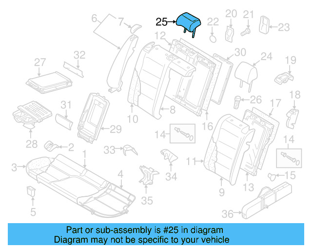 Headrest, Center 5K0-885-902-D-YCG - View 2