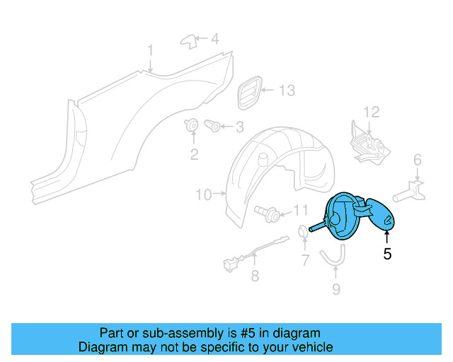 Fuel Door (Unpainted) 1q0809857gru - View 4