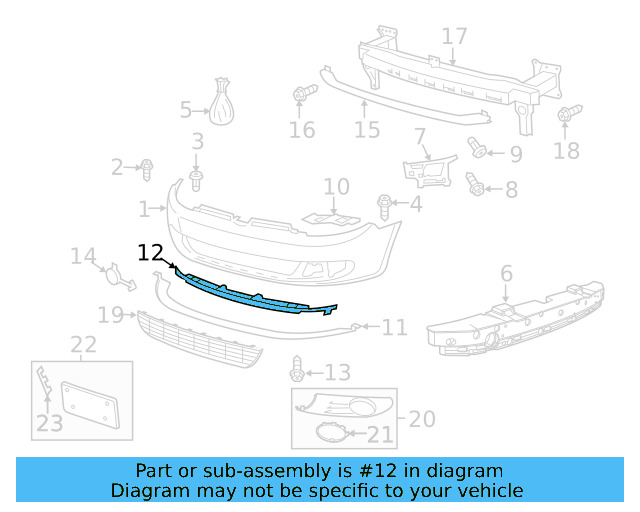 Bumper Cover Spacer Panel 5K0-805-915-A-9B9 - View 8