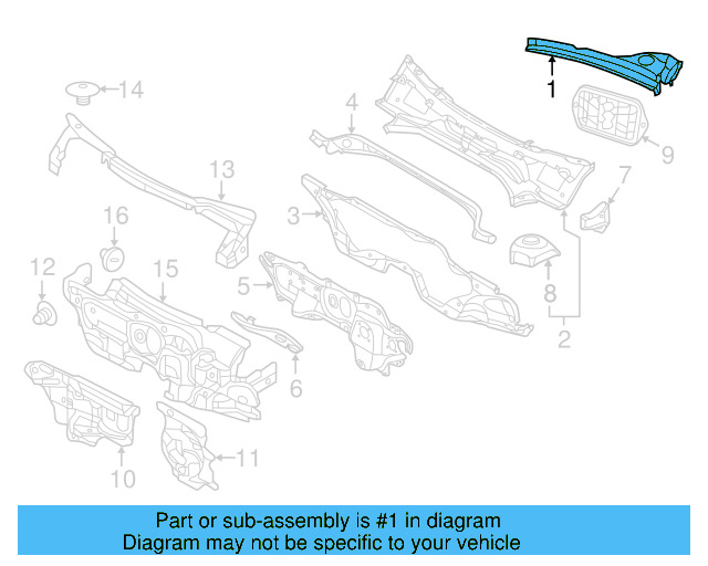 Cowl Grille 5C1-819-404-B-9B9 - View 2