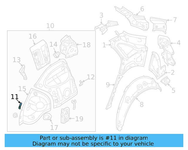 Inner Wheelhouse Rear Bracket 1EA-813-695 - View 5