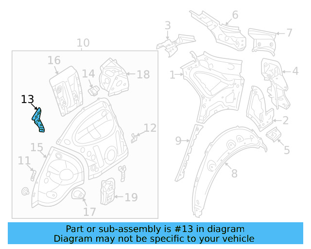 Inner Wheelhouse Mount 1EA-971-530-B - View 5