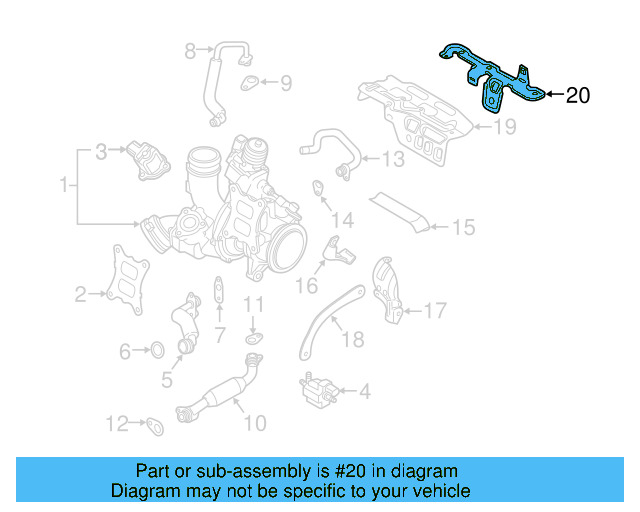 Turbocharger Mount Heat Shield Bracket 06K-145-536-B