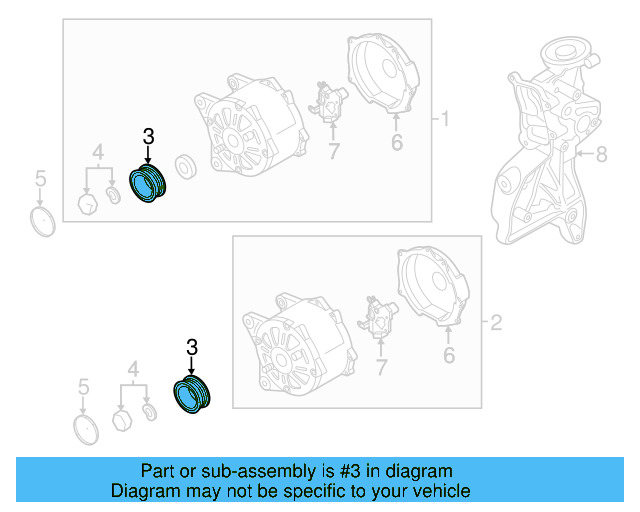 Alternator Pulley 06B-903-119-D - View 4