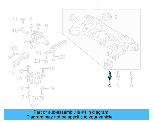 Engine Cradle Mount Bolt N-105-580-02 - View 7