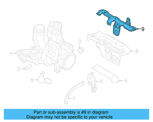Turbocharger Mount Heat Shield Bracket 06J-145-383-D - View 9