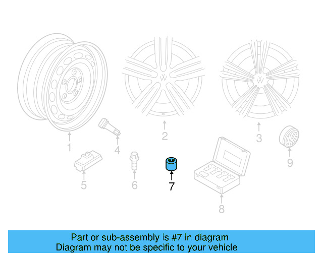 Wheel Bolt Cover 3C0-601-173-9B9 - View 8