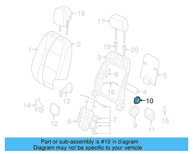Recline Knob 1J0-881-671-H-3U6 - View 9