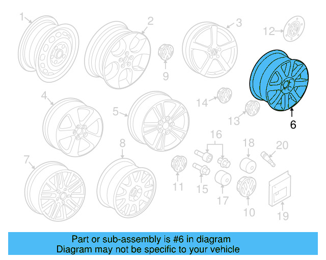 Wheel, Alloy 1K0-601-025-N-8Z8 - View 36