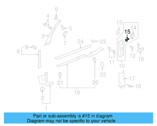 Upper Center Pillar Trim Screw N-909-197-01 - View 19