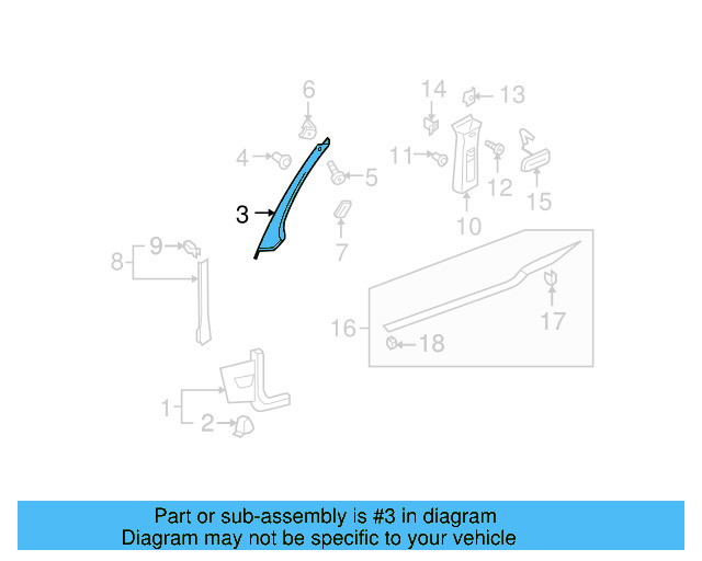 Windshield Pillar Trim 5K0-867-234-C-BR2 - View 9