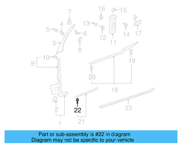 Body Side Molding Clip 3D0-853-576 - View 8