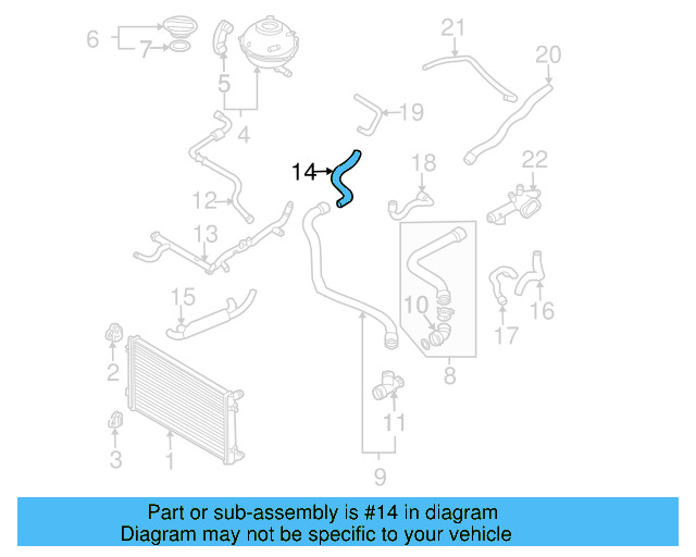 Upper Hose 1C0-122-101-H - View 3
