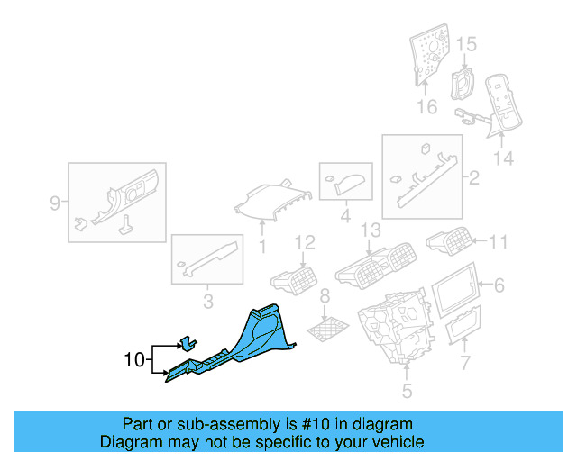 Instrument Panel Knee Bolster 5K1-858-366-B-82V - View 8