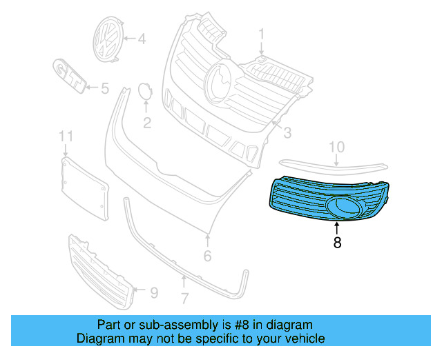 Outer Grille 1K0-853-666-E-9B9 - View 6