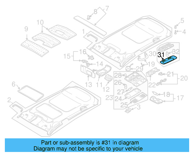 Rear O'head Lamp 561-947-291-Y20 - View 9
