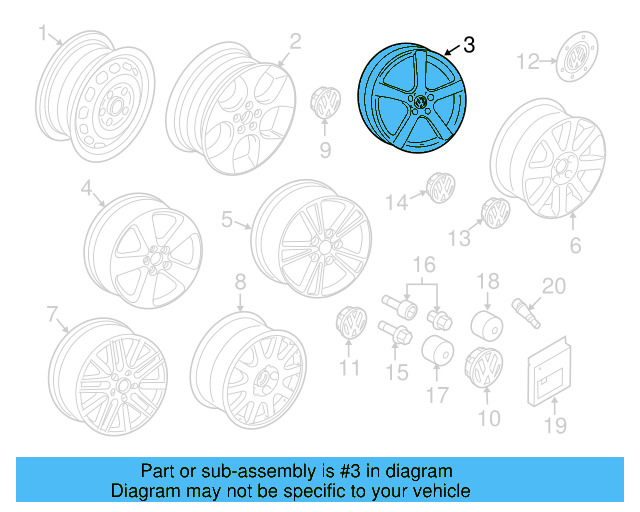 Wheel, Alloy 1K0-601-025-DE-8Z8 - View 25