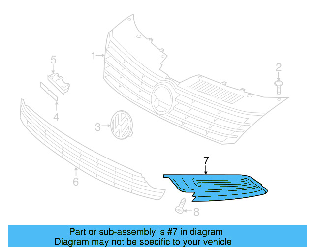 Outer Grille 3C8-853-666-H-041 - View 3