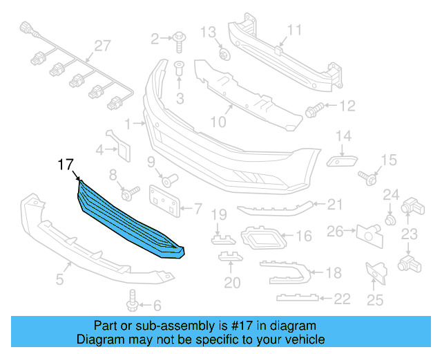 Lower Grille 5C6-853-671-T-9B9 - View 3