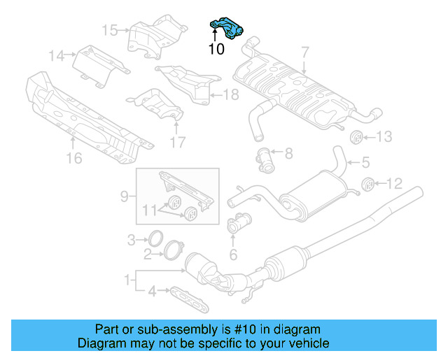 Exhaust System Hanger Bracket 1K0-253-144-BE - View 13
