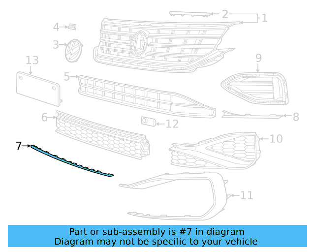 Lower Grille Trim 561-853-101-J-041 - View 3