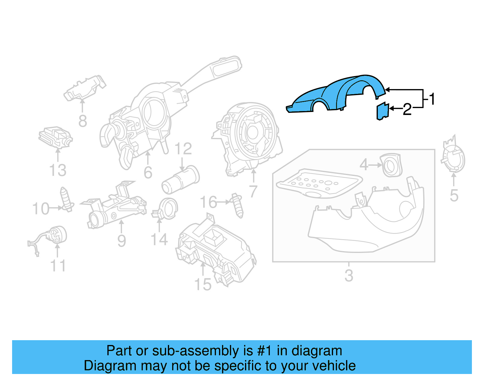 Upper Column Cover 561-858-565-82V - View 4