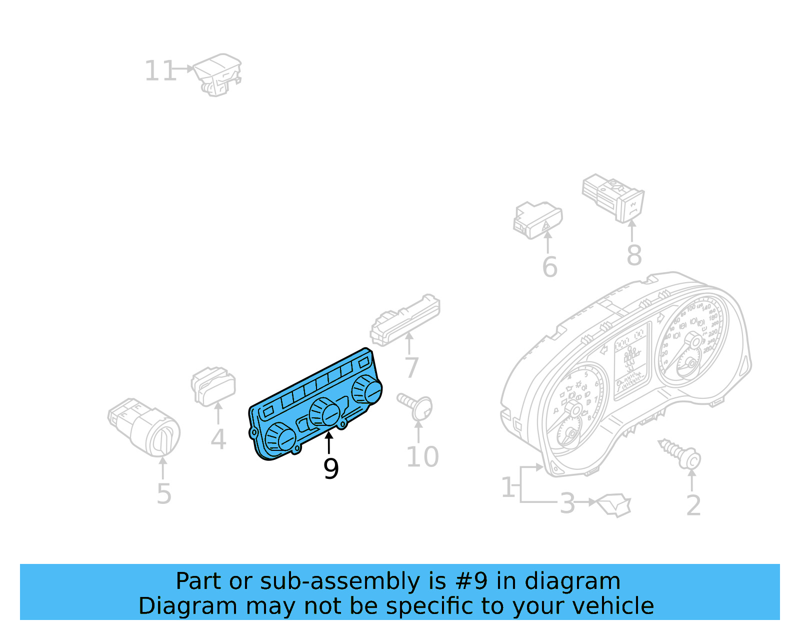Dash Control Unit 561-907-044-BH-IKY - View 2