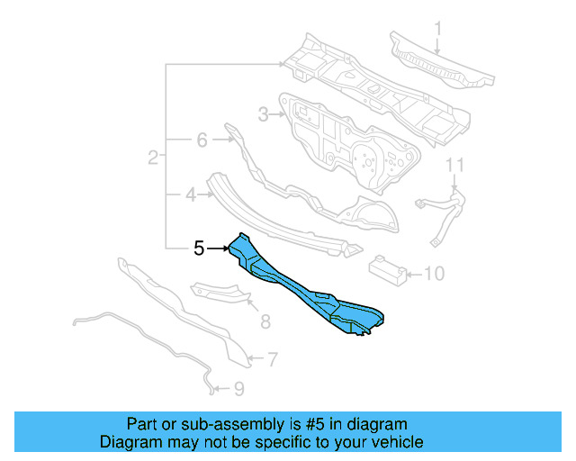 Cowl Plenum Panel 1C0-803-153-J - View 3