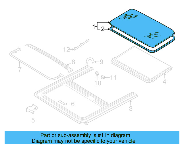 Sunroof Glass 3B0-877-071 - View 3