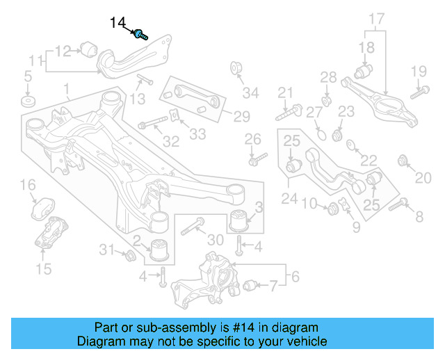 Trailing Arm Mount Bolt N-107-695-01 - View 2