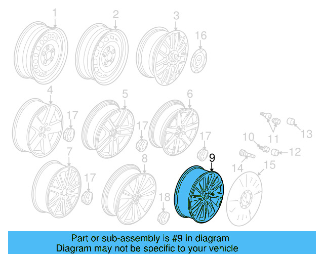 Wheel, Alloy 3C0-601-025-R-QQ9