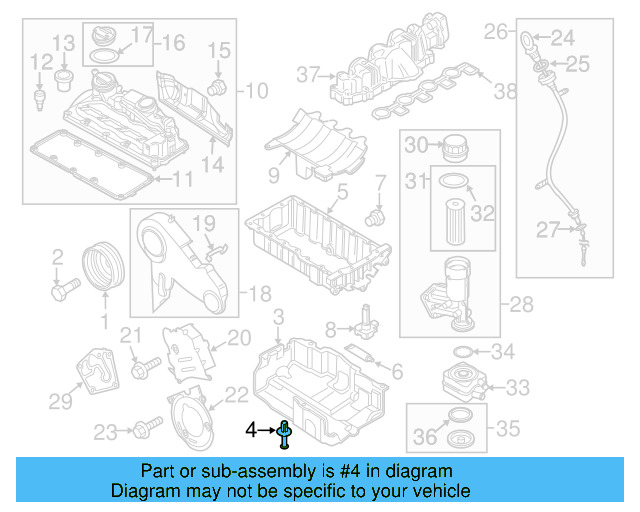 Powertrain Skid Plate Clip 03L-863-788-A - View 3