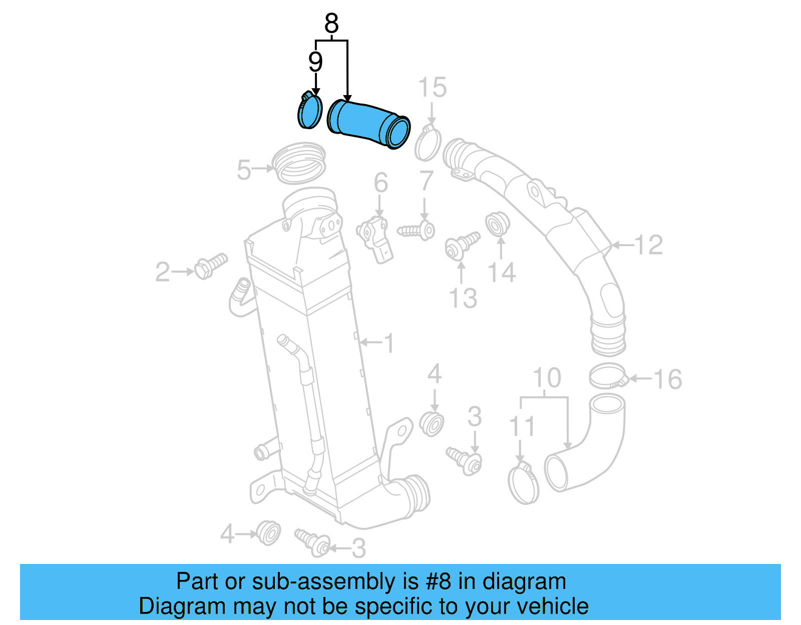 Upper Hose 1K0-145-828-T - View 2