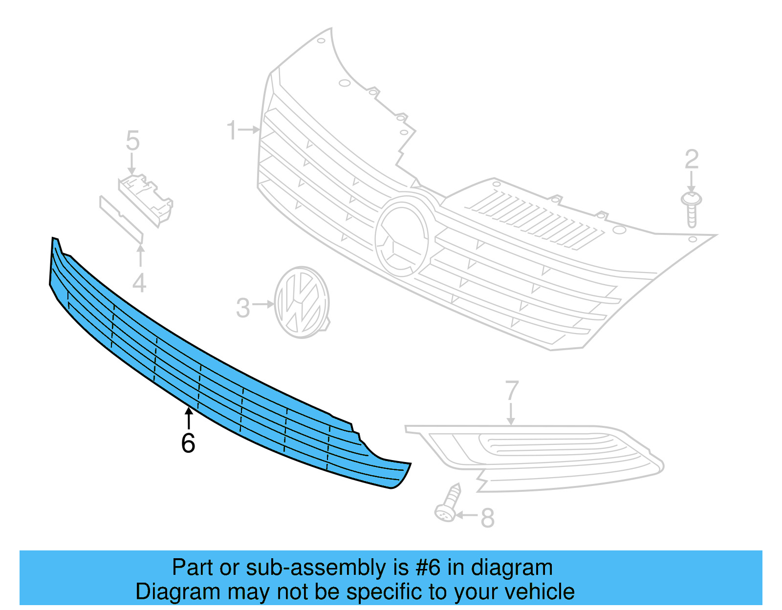 Lower Grille 3C8-853-677-G-041 - View 5