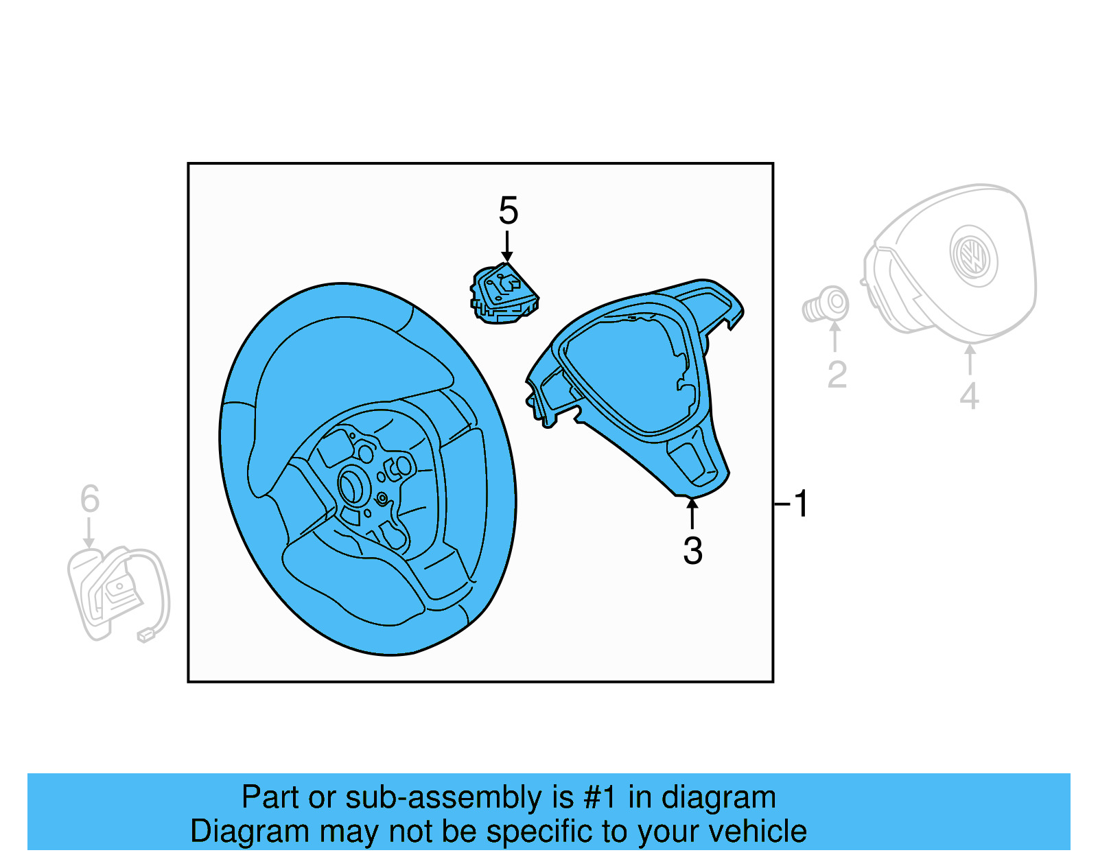 Steering Wheel 5C0-419-091-EA-E74 - View 3