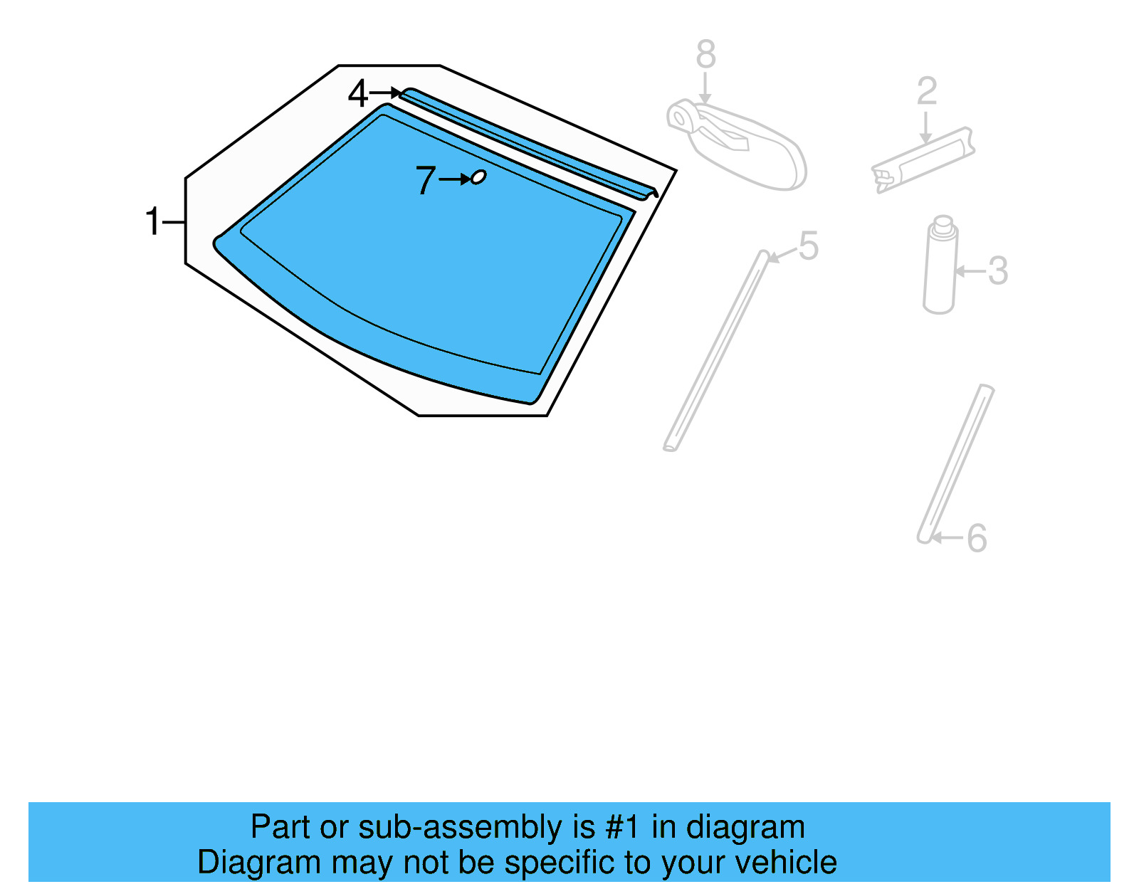 Windshield 1E0-845-011-C - View 3