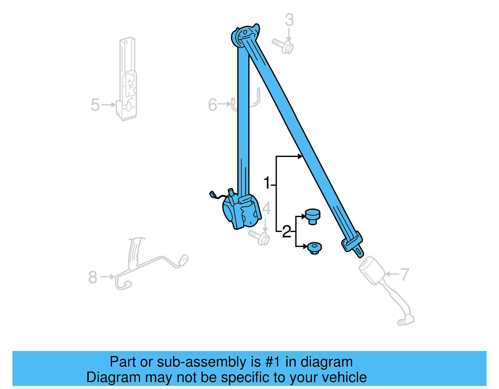 Lap & Shoulder Belt 1K4-857-706-S-RAA - View 5